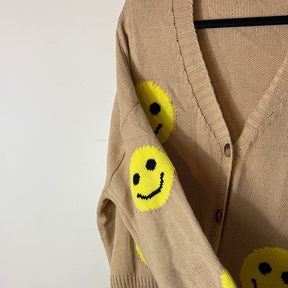 Dressed in LALA Tan Smiley Face Sweater - Picture 2 of 5